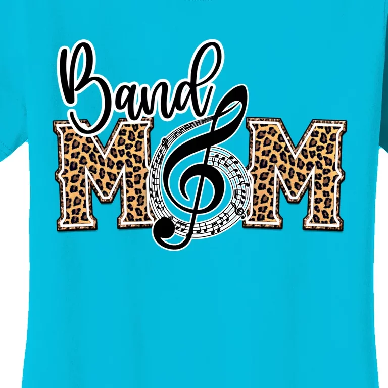 Band Mom Leopard Print Proud Band Mom Musical Marching Band Gift Women's T-Shirt