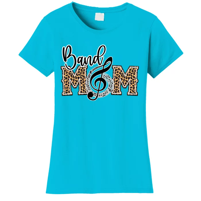 Band Mom Leopard Print Proud Band Mom Musical Marching Band Gift Women's T-Shirt