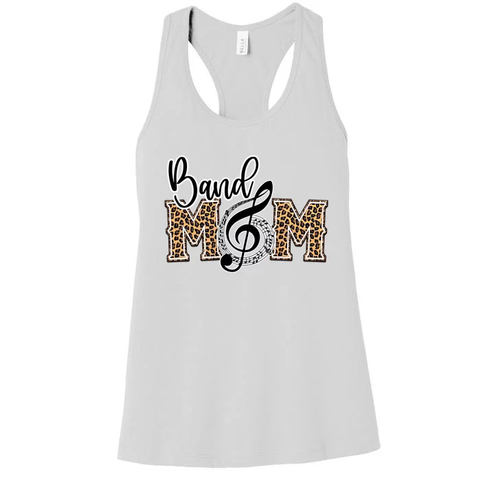 Band Mom Leopard Print Proud Band Mom Musical Marching Band Gift Women's Racerback Tank