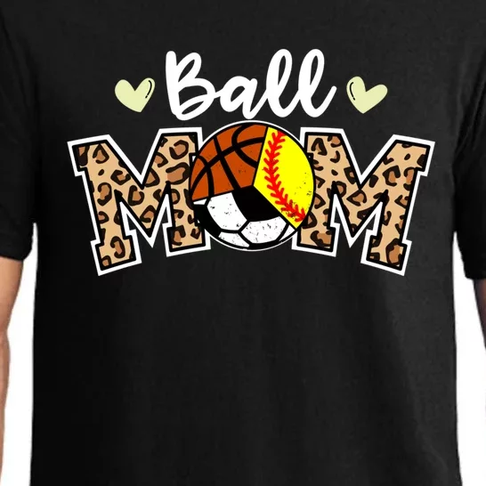 Ball Mom Leopard Softball Soccer Basketball Player Mom Gift Pajama Set