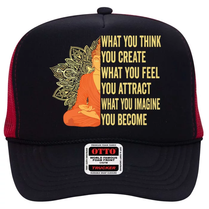 Buddha Meditation Law Of Attraction High Crown Mesh Trucker Hat