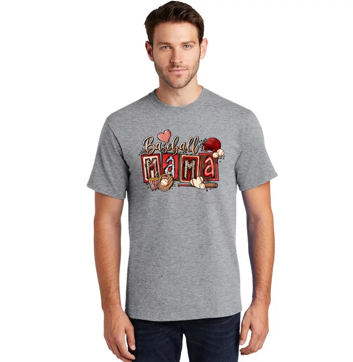 Baseball Mom Leopard Game Day Vibes Mother's Day Tall T-Shirt