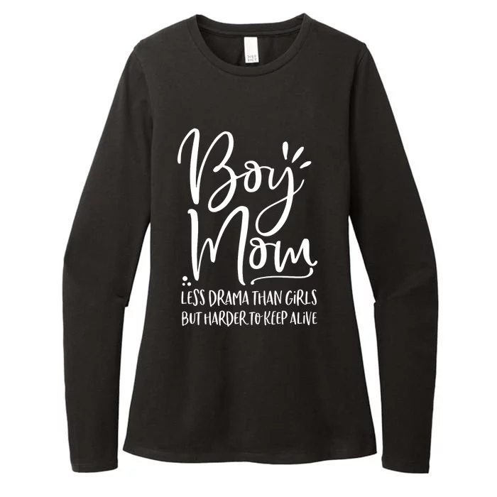 Boy Mom Less Drama Than Girl But Harder To Keep Alive Womens CVC Long Sleeve Shirt