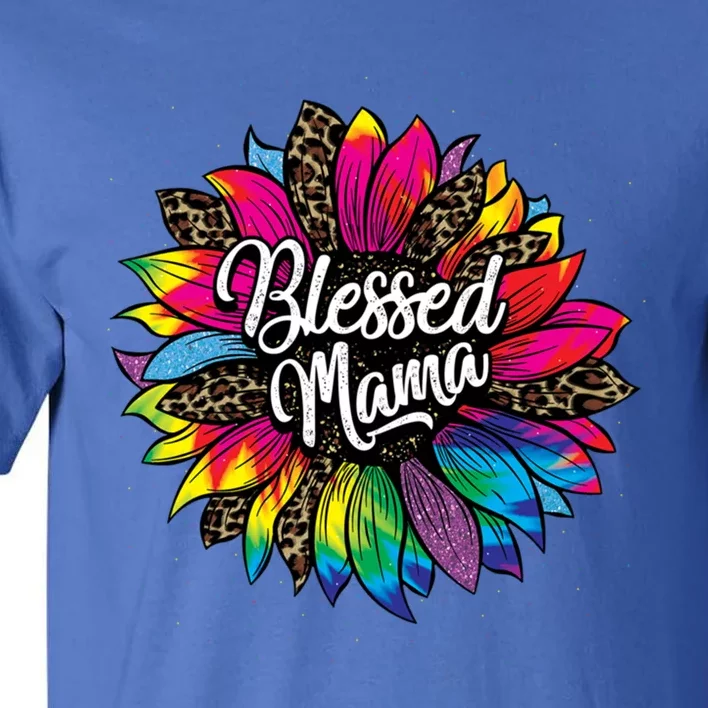 Blessed Mama Leopard Sunflower Cute Mother's Day New Mom Cool Gift Tall T-Shirt