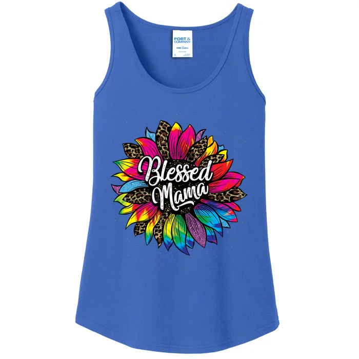 Blessed Mama Leopard Sunflower Cute Mother's Day New Mom Cool Gift Ladies Essential Tank