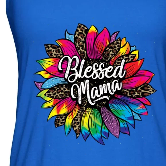 Blessed Mama Leopard Sunflower Cute Mother's Day New Mom Cool Gift Ladies Essential Flowy Tank