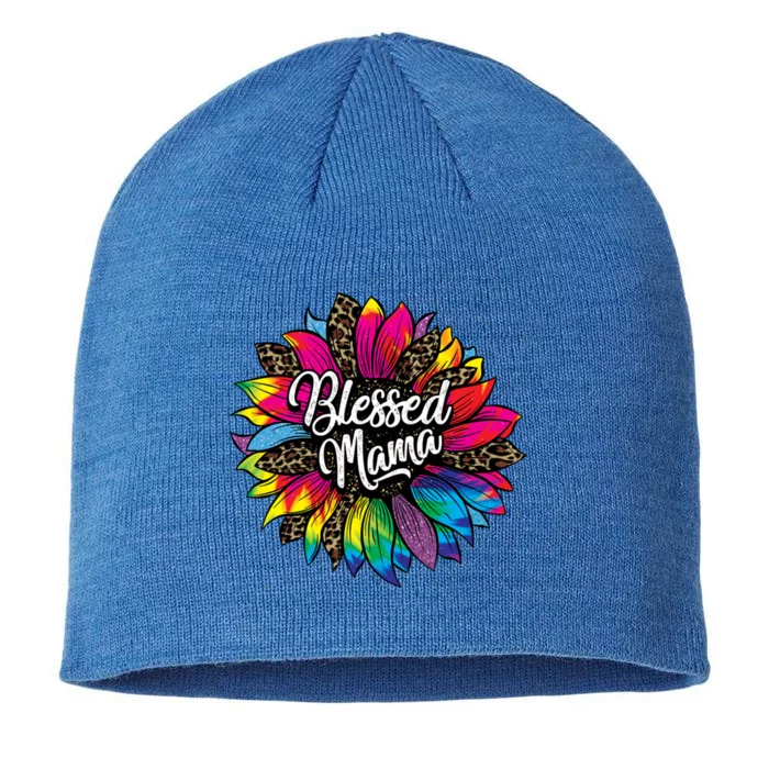 Blessed Mama Leopard Sunflower Cute Mother's Day New Mom Cool Gift 8 1/2in Sustainable Knit Beanie