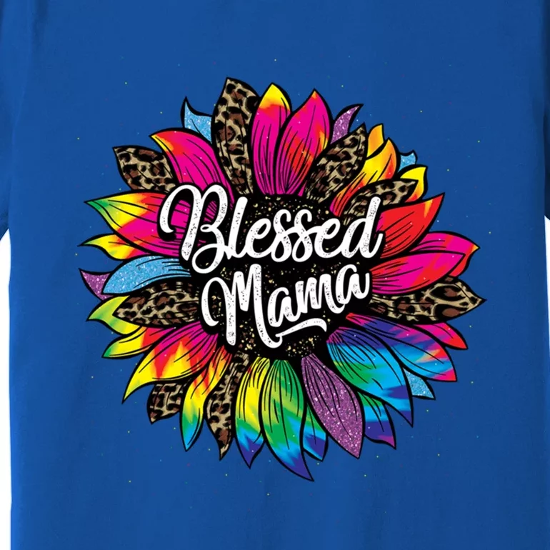 Blessed Mama Leopard Sunflower Cute Mother's Day New Mom Cool Gift Premium T-Shirt