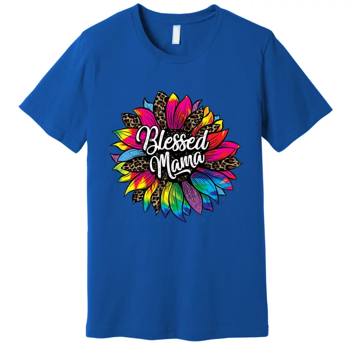 Blessed Mama Leopard Sunflower Cute Mother's Day New Mom Cool Gift Premium T-Shirt