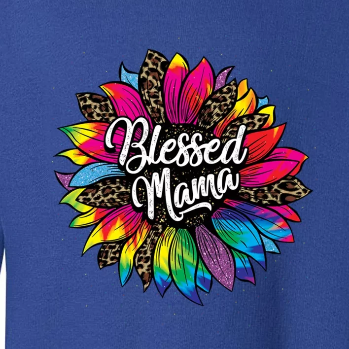 Blessed Mama Leopard Sunflower Cute Mother's Day New Mom Cool Gift Toddler Sweatshirt