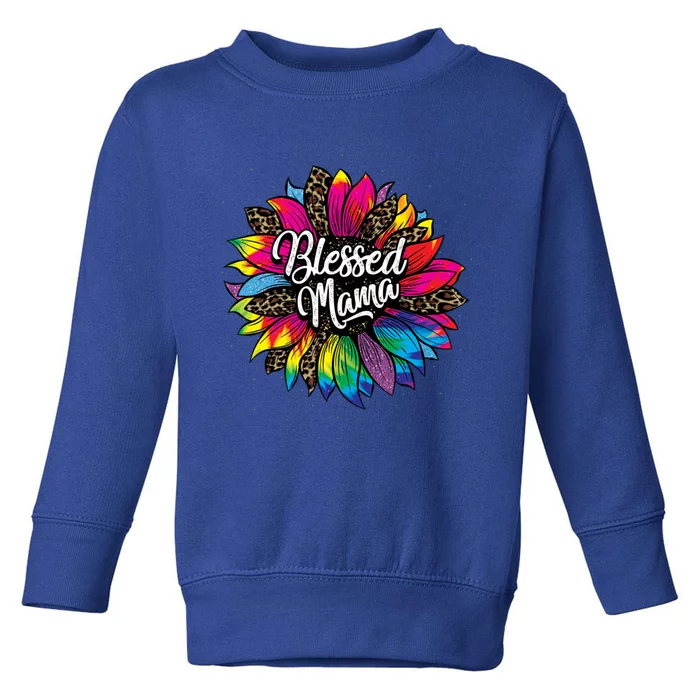 Blessed Mama Leopard Sunflower Cute Mother's Day New Mom Cool Gift Toddler Sweatshirt