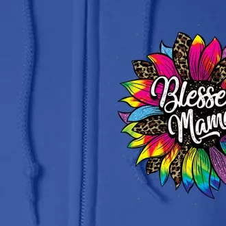 Blessed Mama Leopard Sunflower Cute Mother's Day New Mom Cool Gift Full Zip Hoodie