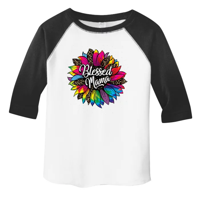 Blessed Mama Leopard Sunflower Cute Mother's Day New Mom Cool Gift Toddler Fine Jersey T-Shirt