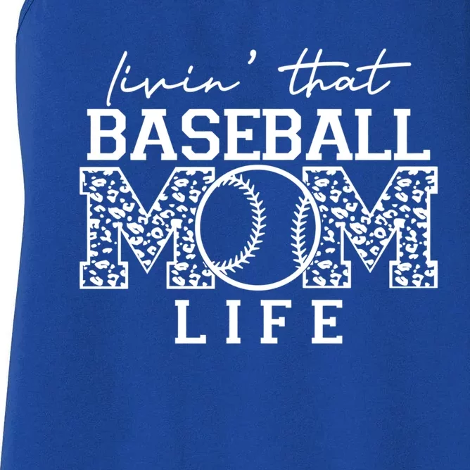 Baseball Mom Leopard Livin' That Baseball Mom Life Cute Gift Women's Racerback Tank