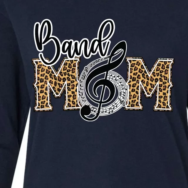 Band Mom Leopard Print Proud Band Mom Musical Marching Band Womens Cotton Relaxed Long Sleeve T-Shirt