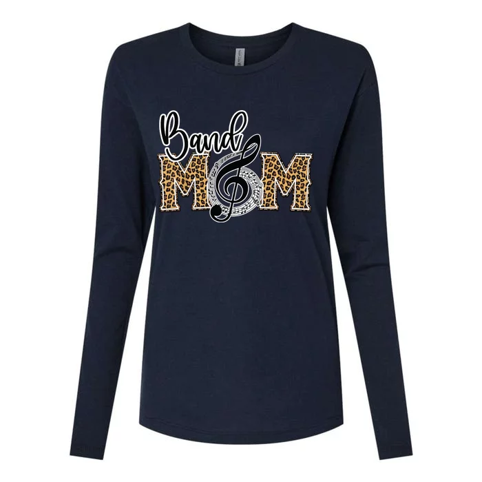 Band Mom Leopard Print Proud Band Mom Musical Marching Band Womens Cotton Relaxed Long Sleeve T-Shirt