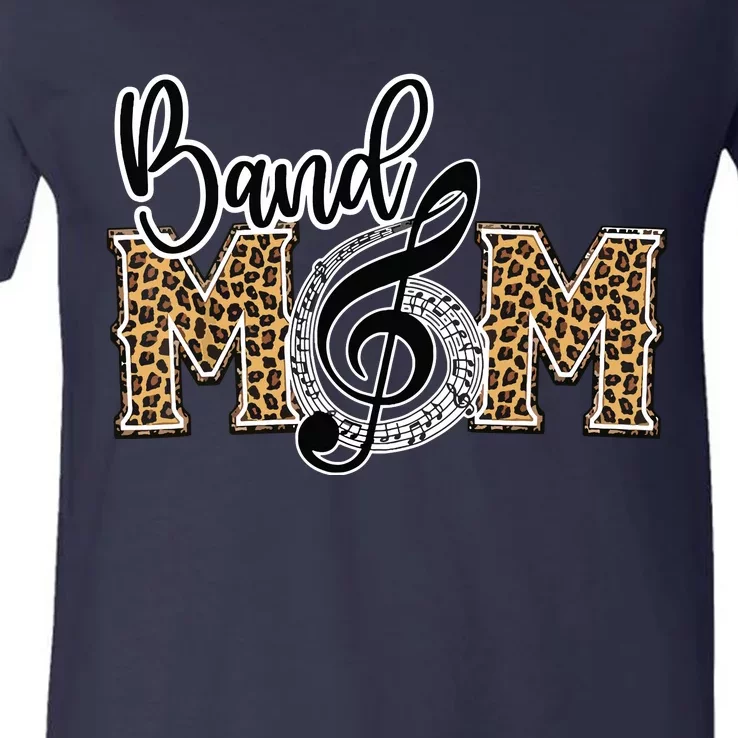 Band Mom Leopard Print Proud Band Mom Musical Marching Band V-Neck T-Shirt