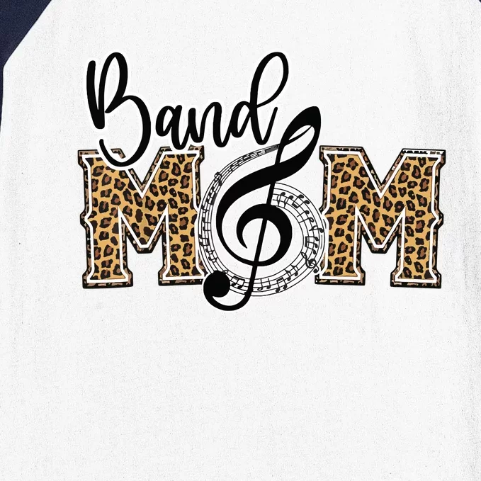 Band Mom Leopard Print Proud Band Mom Musical Marching Band Baseball Sleeve Shirt