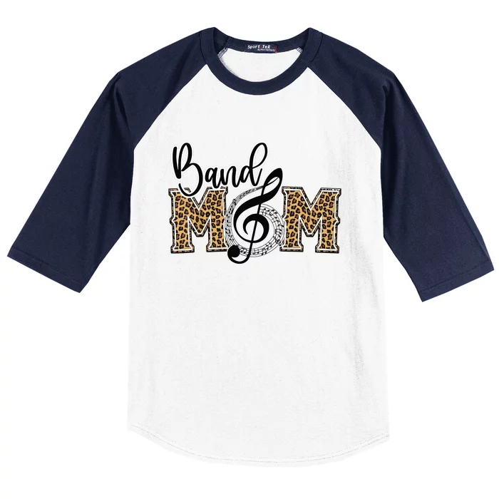 Band Mom Leopard Print Proud Band Mom Musical Marching Band Baseball Sleeve Shirt