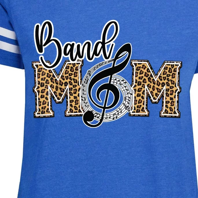 Band Mom Leopard Print Proud Band Mom Musical Marching Band Enza Ladies Jersey Football T-Shirt