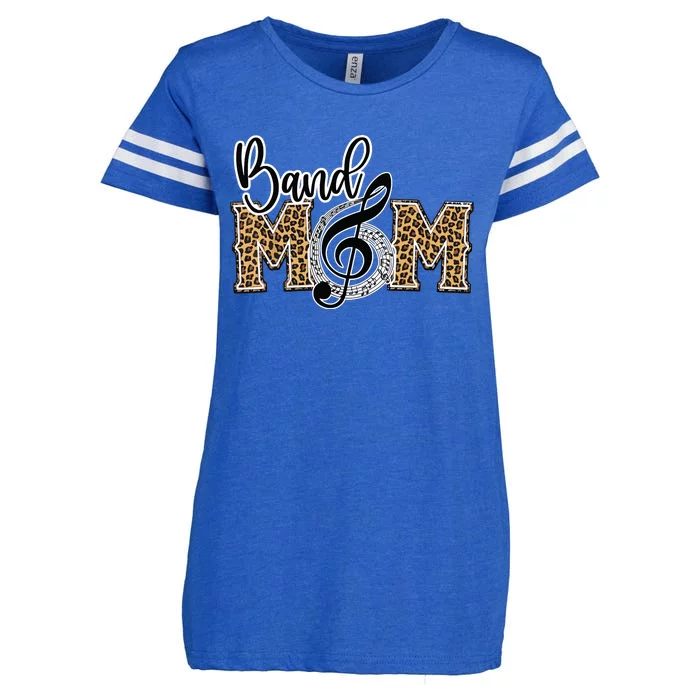 Band Mom Leopard Print Proud Band Mom Musical Marching Band Enza Ladies Jersey Football T-Shirt