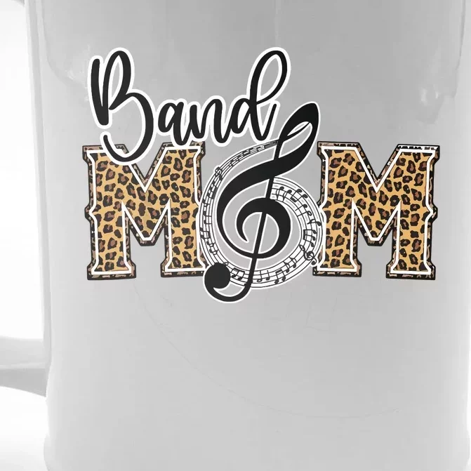 Band Mom Leopard Print Proud Band Mom Musical Marching Band Front & Back Beer Stein