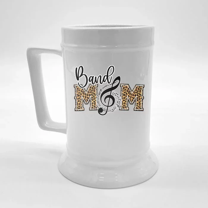 Band Mom Leopard Print Proud Band Mom Musical Marching Band Front & Back Beer Stein