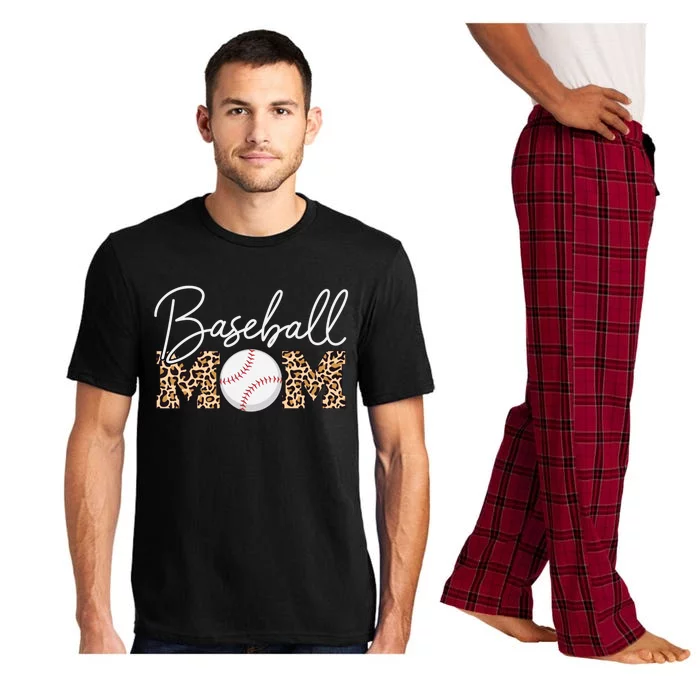 Baseball Mom - Leopard Print Cursive Script Pajama Set