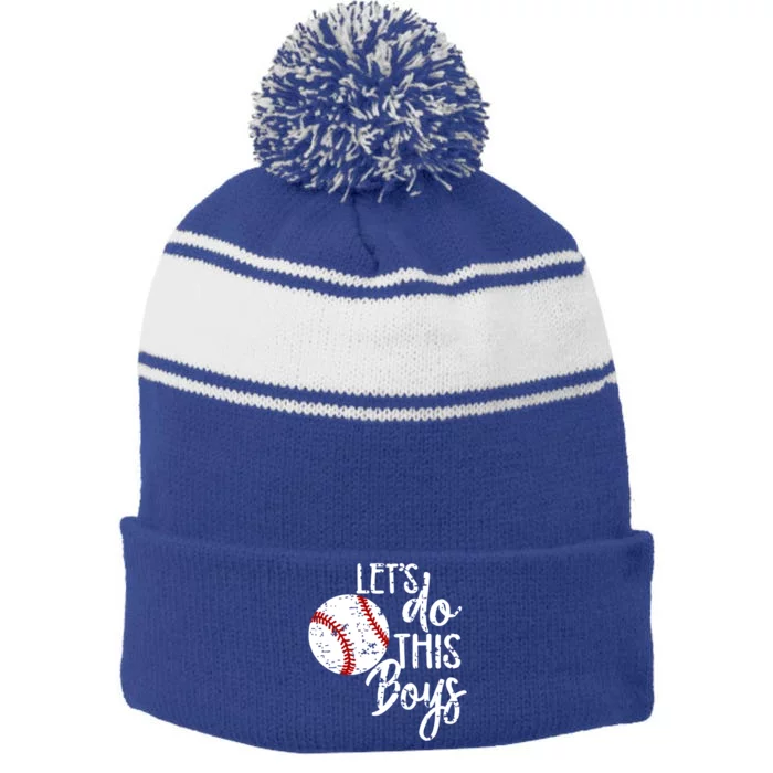 Baseball Mom Lets Do This Spirit Wear Gift Stripe Pom Pom Beanie