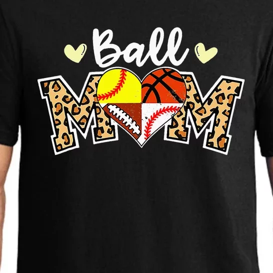 Ball Mom Leopard Football Baseball Softball Basketball Pajama Set