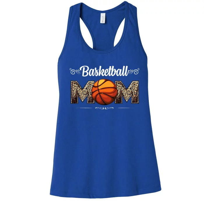 Basketball Mom Leopard Funny Ball Mom MotherS Day Mommy Women's Racerback Tank