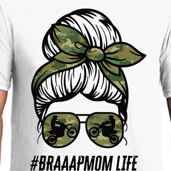 Braaap Mom Life Dirt Bike Motocross Messy Bun Dirt Bike Pajama Set