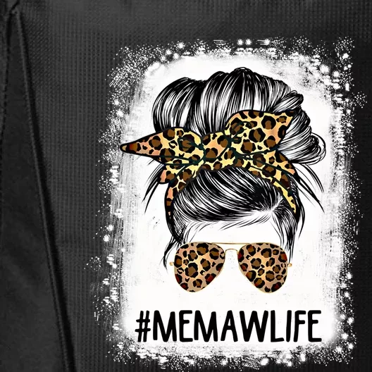 Bleached Memaw Life Leopard Messy Bun Mothers Day Meaningful Gift City Backpack