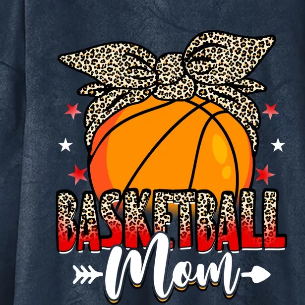 Basketball Mom Life Game Day Leopard Cute Mother's Day Funny Gift Hooded Wearable Blanket