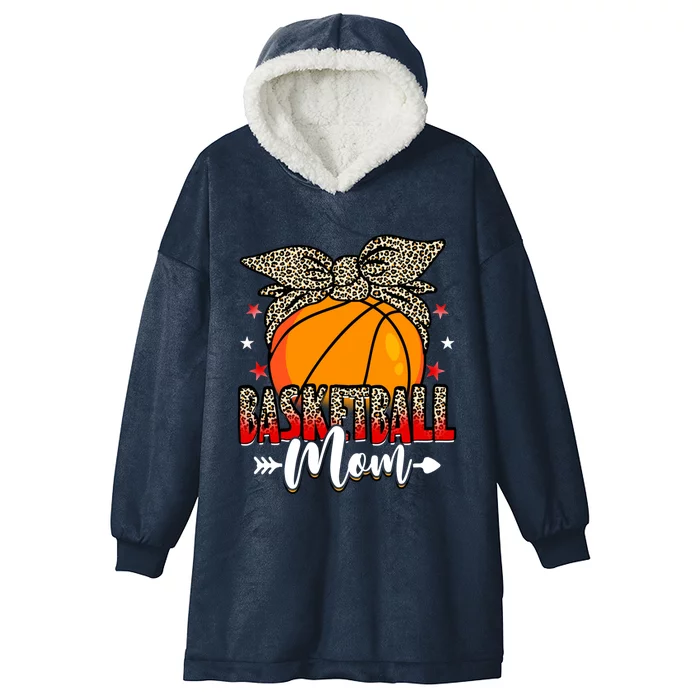 Basketball Mom Life Game Day Leopard Cute Mother's Day Funny Gift Hooded Wearable Blanket