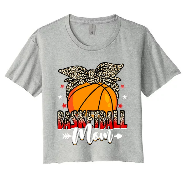 Basketball Mom Life Game Day Leopard Cute Mother's Day Funny Gift Women's Crop Top Tee