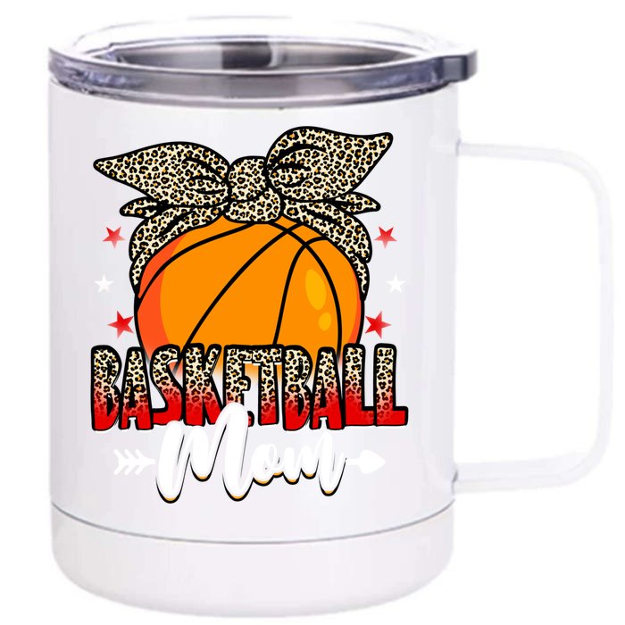 Basketball Mom Life Game Day Leopard Cute Mother's Day Funny Gift Front & Back 12oz Stainless Steel Tumbler Cup