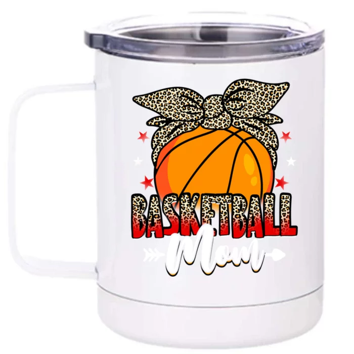 Basketball Mom Life Game Day Leopard Cute Mother's Day Funny Gift Front & Back 12oz Stainless Steel Tumbler Cup