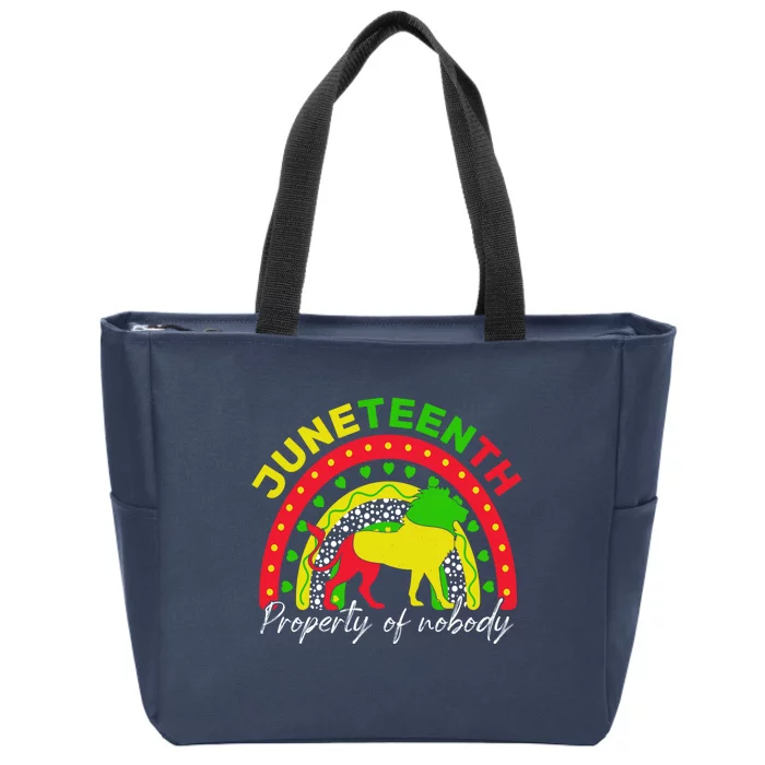 Boho Melanin Lion Black Juneteenth Property Of Nobody 1865 Zip Tote Bag