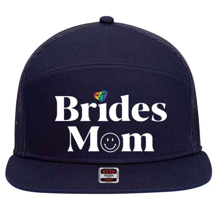 Brides Mom Lesbian Bachelorette Party Pride Beach Squad Gift 7 Panel Mesh Trucker Snapback Hat