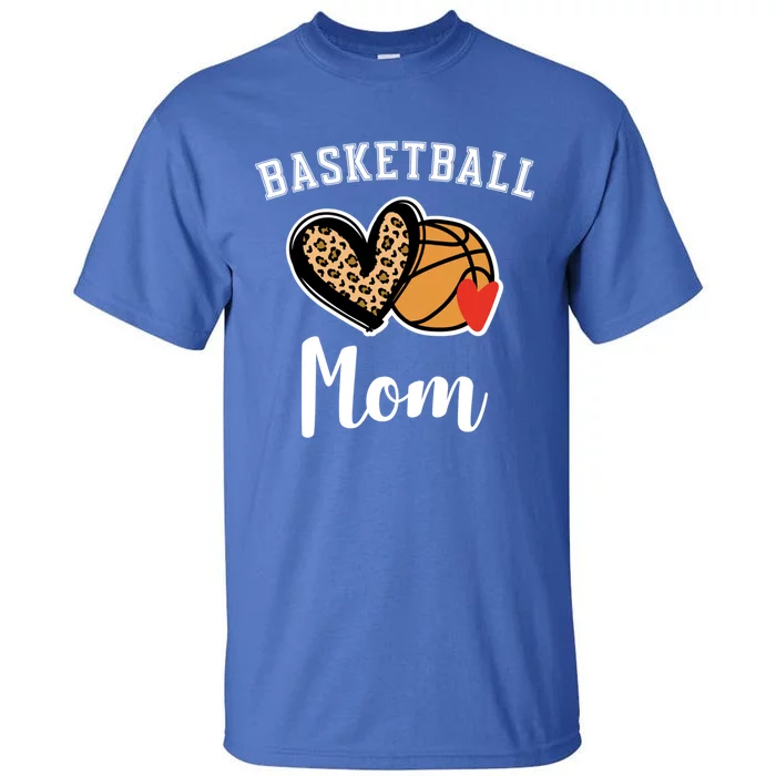 Basketball Mom Leopard Heart Gift Tall T-Shirt