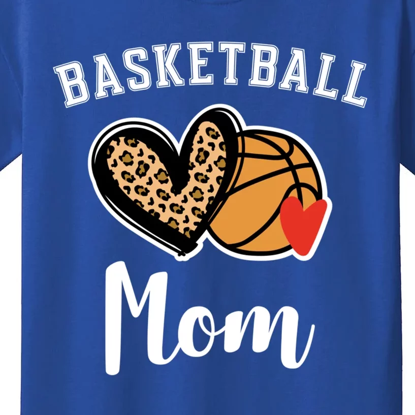 Basketball Mom Leopard Heart Gift Kids T-Shirt