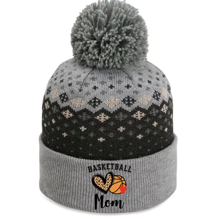 Basketball Mom Leopard Heart Gift The Baniff Cuffed Pom Beanie