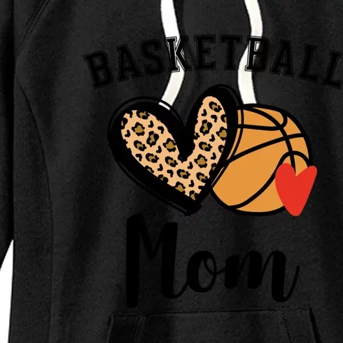 Basketball Mom Leopard Heart Gift Women's Fleece Hoodie