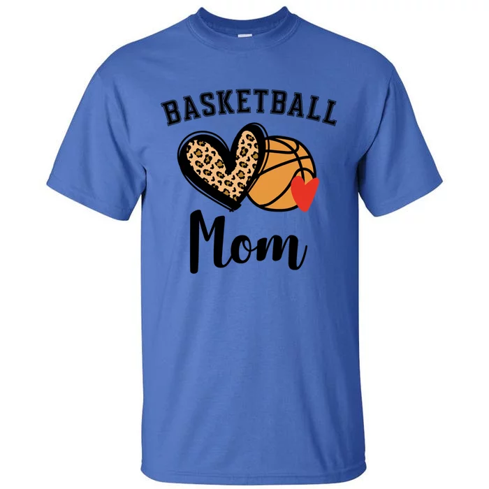 Basketball Mom Leopard Heart Gift Tall T-Shirt