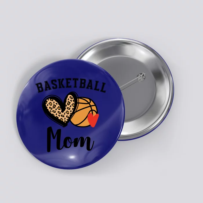 Basketball Mom Leopard Heart Gift Button