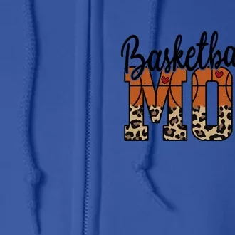 Basketball Mom Leopard Letters Design Cute Gift Full Zip Hoodie