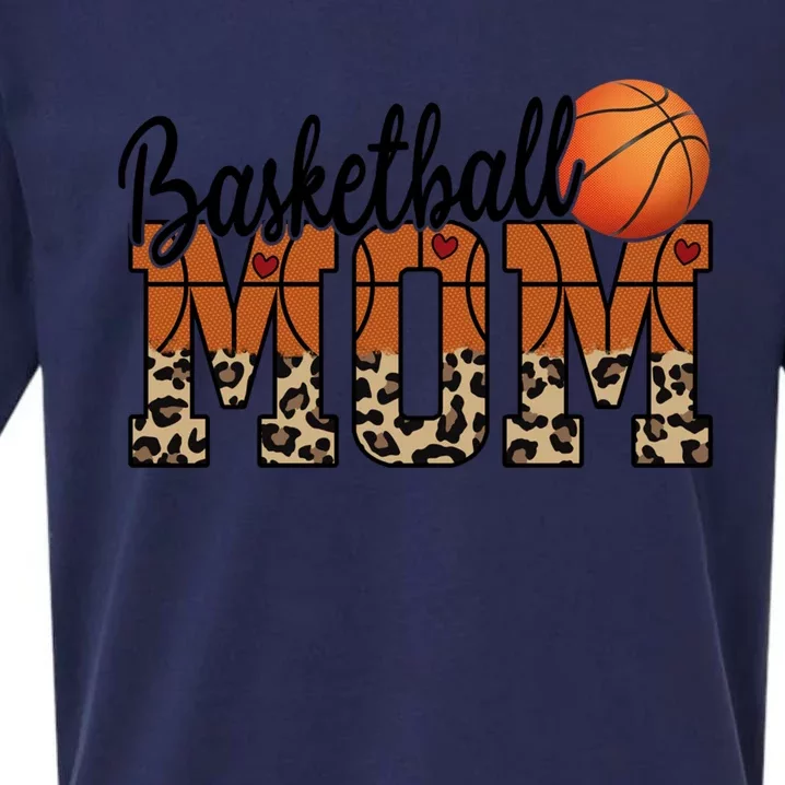 Basketball Mom Leopard Letters Design Cute Gift Sueded Cloud Jersey T-Shirt