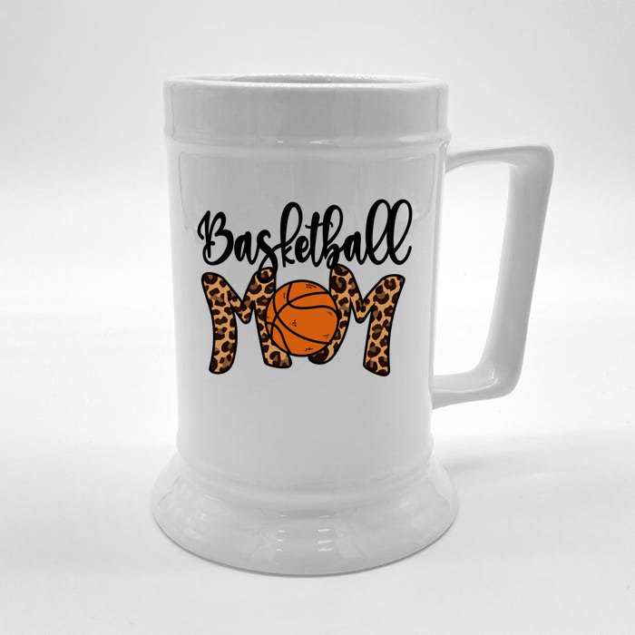 Basketball Mom Leopard Basketball Mama Mothers Day Mom Gift Front & Back Beer Stein