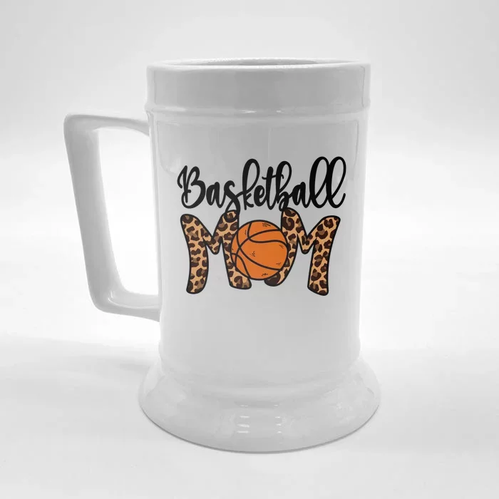 Basketball Mom Leopard Basketball Mama Mothers Day Mom Gift Front & Back Beer Stein